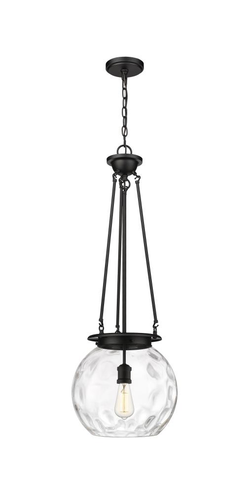 Athens Water Glass - 1 Light - 13 inch - Matte Black - Chain Hung - Pendant