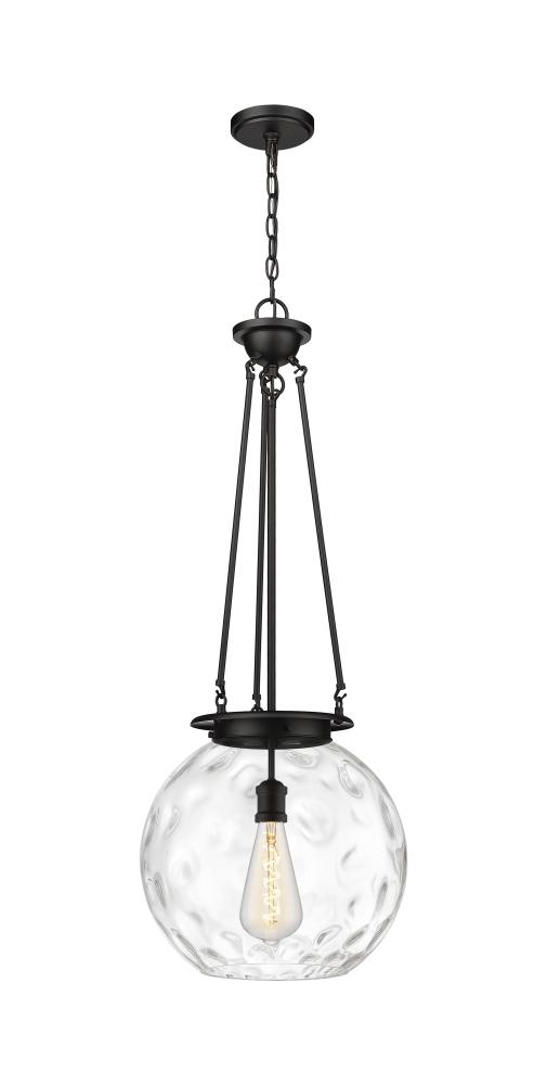 Athens Water Glass - 1 Light - 16 inch - Matte Black - Chain Hung - Pendant