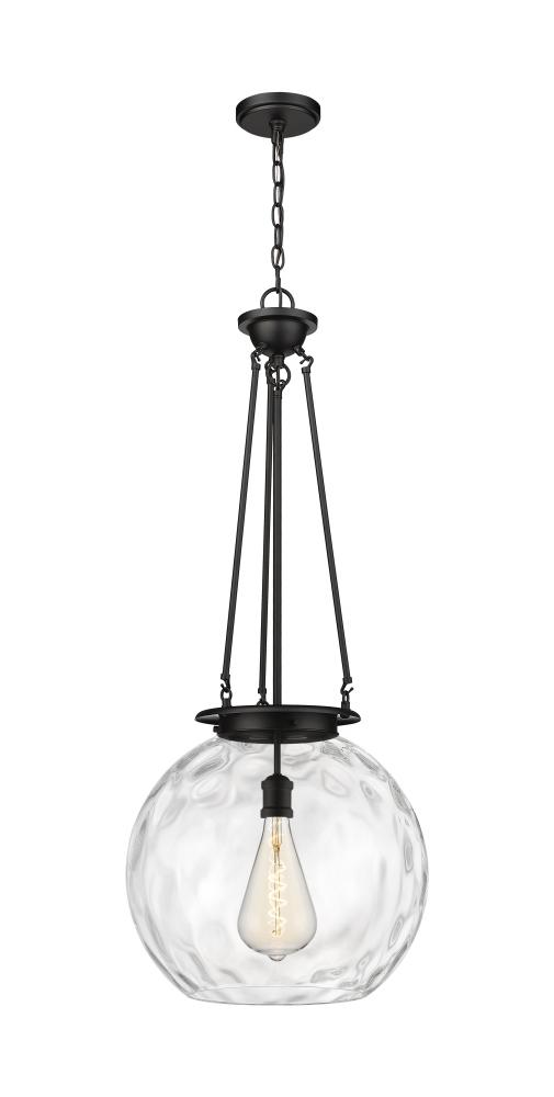 Athens Water Glass - 1 Light - 18 inch - Matte Black - Chain Hung - Pendant