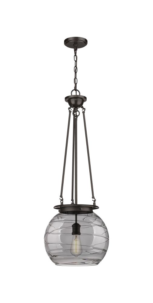 Athens Deco Swirl - 1 Light - 14 inch - Oil Rubbed Bronze - Chain Hung - Pendant