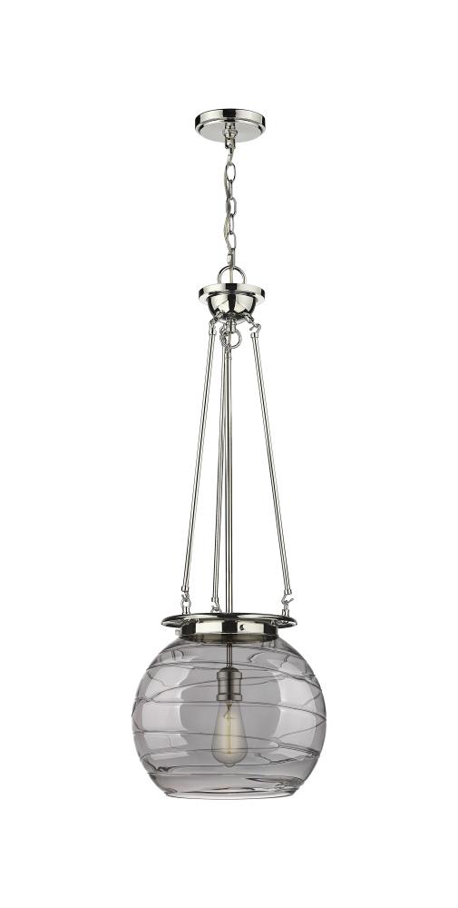 Athens Deco Swirl - 1 Light - 14 inch - Polished Nickel - Chain Hung - Pendant