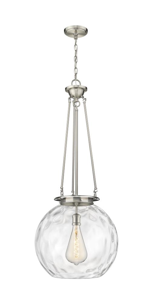 Athens Water Glass - 1 Light - 18 inch - Satin Nickel - Chain Hung - Pendant