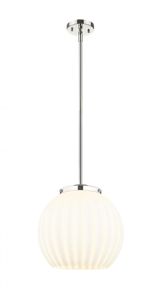 White Venetian - 1 Light - 14 inch - Polished Nickel - Stem Hung - Pendant