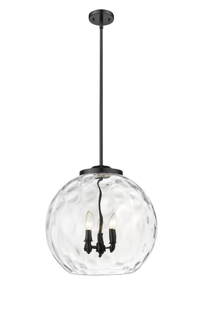 Athens Water Glass - 3 Light - 18 inch - Matte Black - Cord hung - Pendant