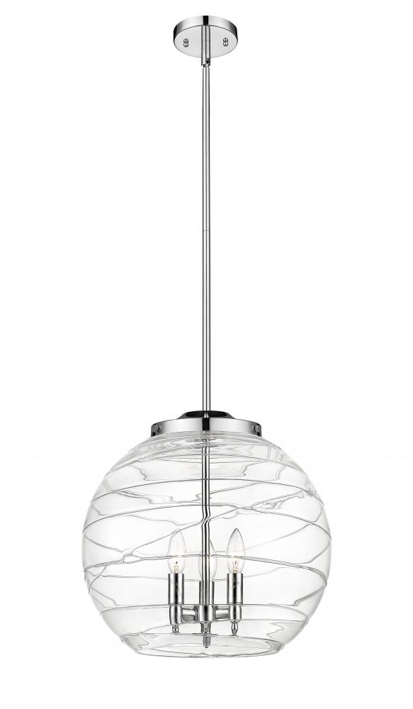 Athens Deco Swirl - 3 Light - 16 inch - White Polished Chrome - Cord hung - Pendant