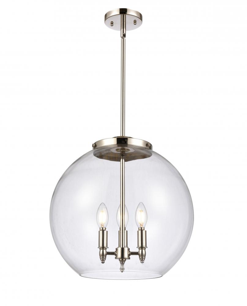 Athens - 3 Light - 16 inch - Polished Nickel - Cord hung - Pendant