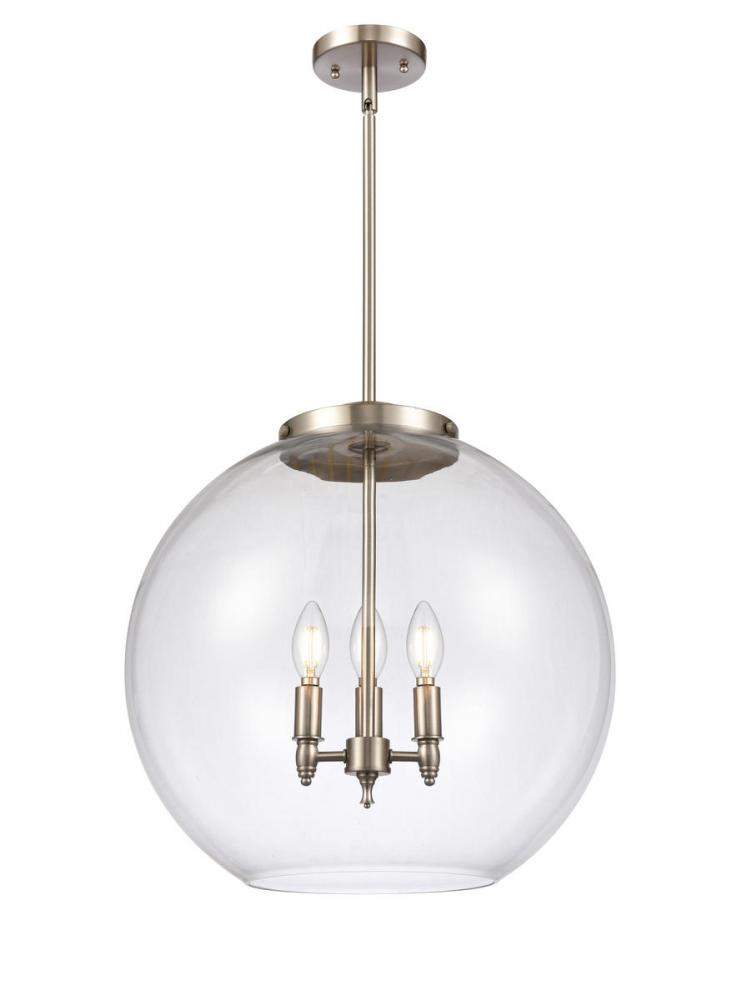 Athens - 3 Light - 18 inch - Brushed Satin Nickel - Cord hung - Pendant