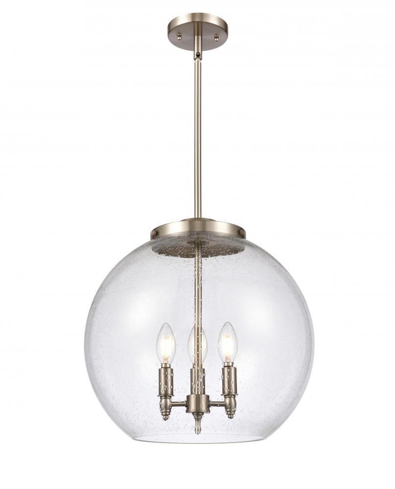 Athens - 3 Light - 16 inch - Brushed Satin Nickel - Cord hung - Pendant