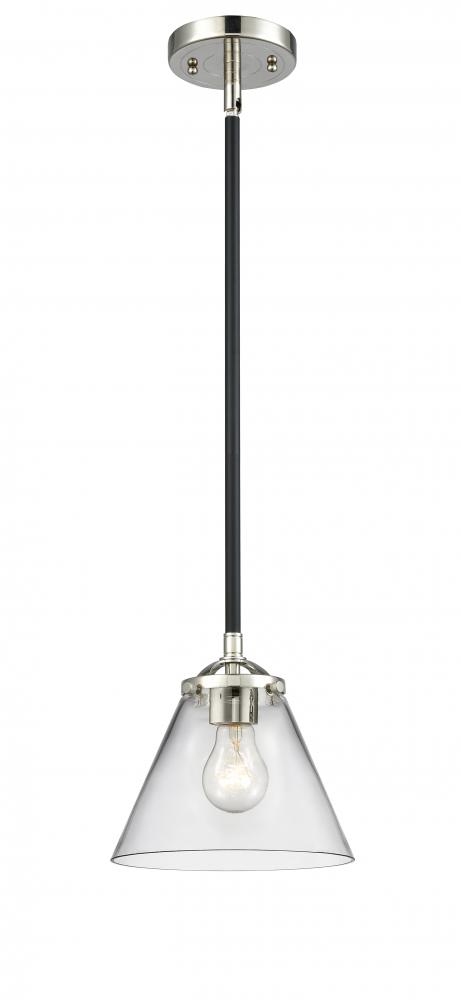 Cone - 1 Light - 8 inch - Black Polished Nickel - Cord hung - Mini Pendant