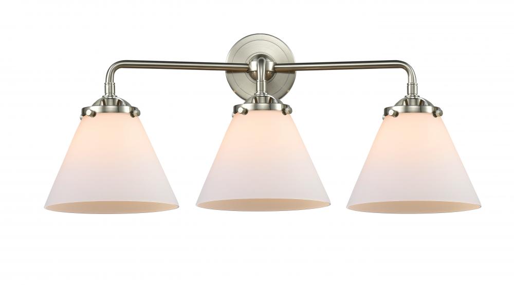 Cone - 3 Light - 26 inch - Brushed Satin Nickel - Bath Vanity Light