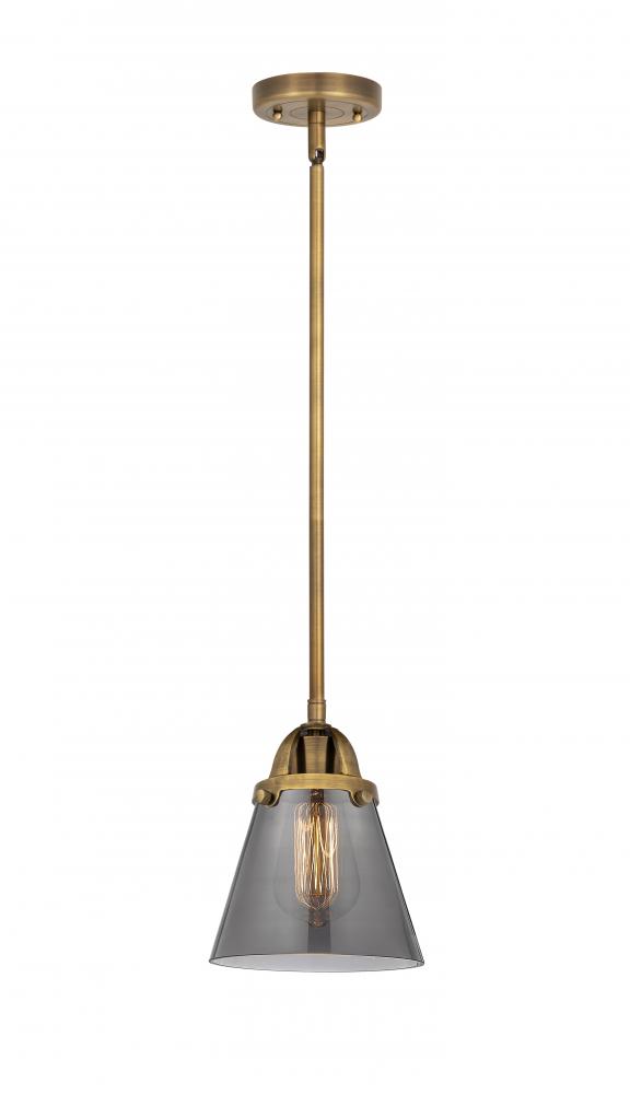 Cone - 1 Light - 6 inch - Brushed Brass - Cord hung - Mini Pendant