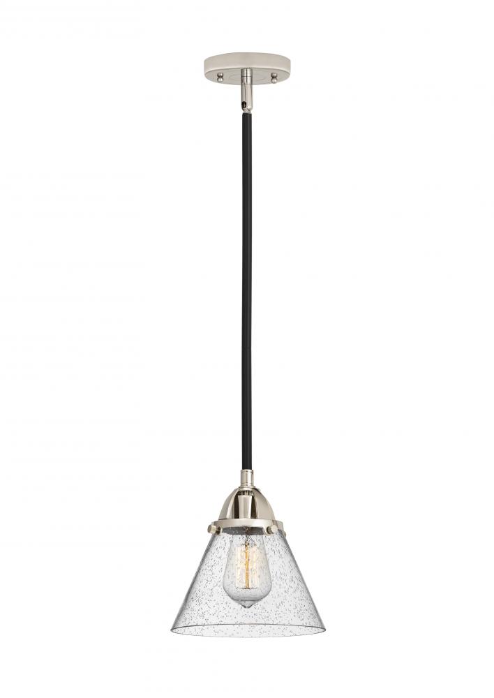 Cone - 1 Light - 8 inch - Black Polished Nickel - Cord hung - Mini Pendant