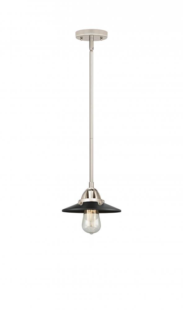 Railroad - 1 Light - 8 inch - Polished Nickel - Cord hung - Mini Pendant