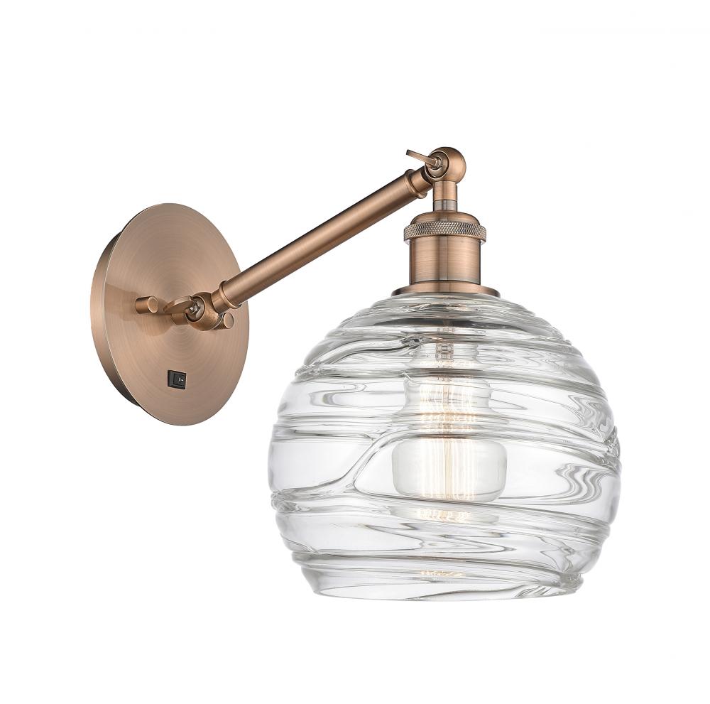 Athens Deco Swirl - 1 Light - 8 inch - Antique Copper - Sconce