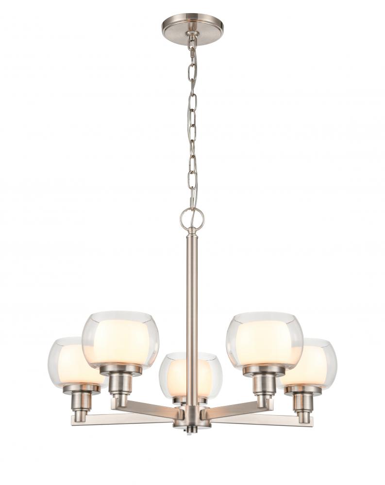 Cairo - 5 Light - 20 inch - Satin Nickel - Chain Hung - Chandelier