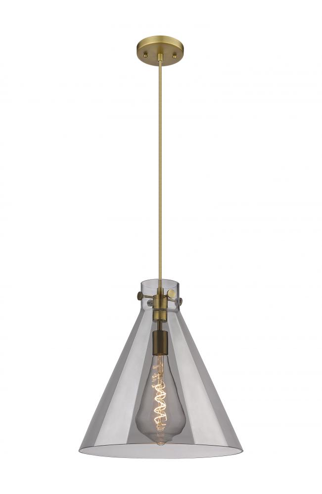 Newton Cone - 1 Light - 16 inch - Brushed Brass - Cord hung - Pendant