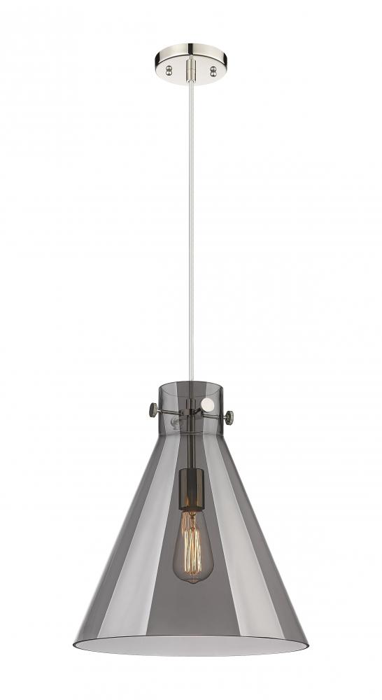 Newton Cone - 1 Light - 14 inch - Polished Nickel - Cord hung - Pendant