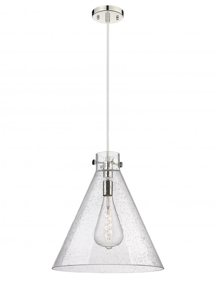 Newton Cone - 1 Light - 18 inch - Polished Nickel - Cord hung - Pendant