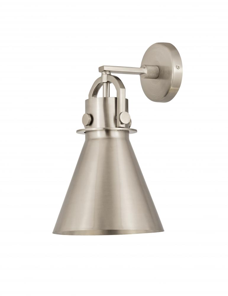 Newton Cone - 1 Light - 8 inch - Satin Nickel - Sconce