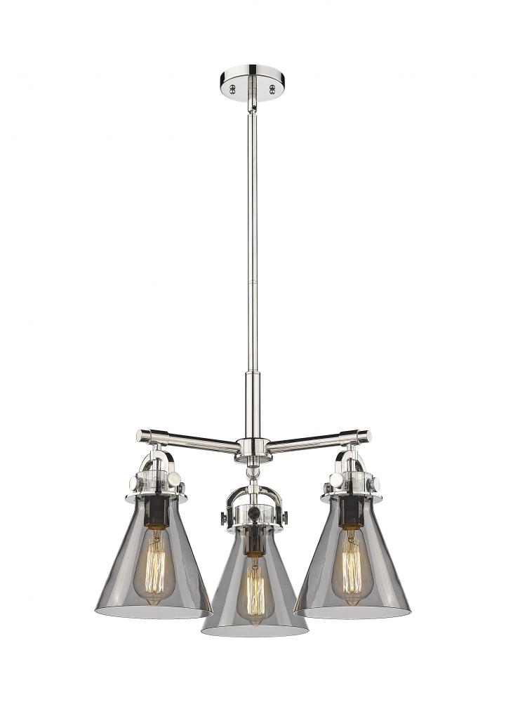 Newton Cone - 3 Light - 21 inch - Polished Nickel - Pendant