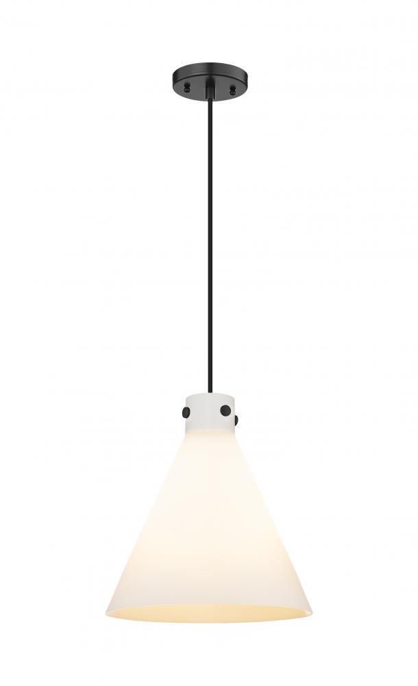 Newton Cone - 3 Light - 16 inch - Matte Black - Cord hung - Pendant