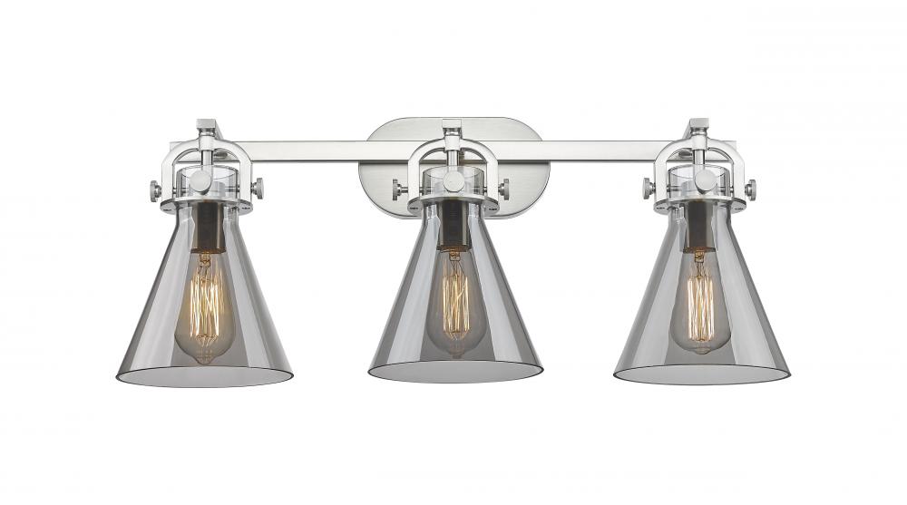 Newton Cone - 3 Light - 27 inch - Polished Nickel - Bath Vanity Light