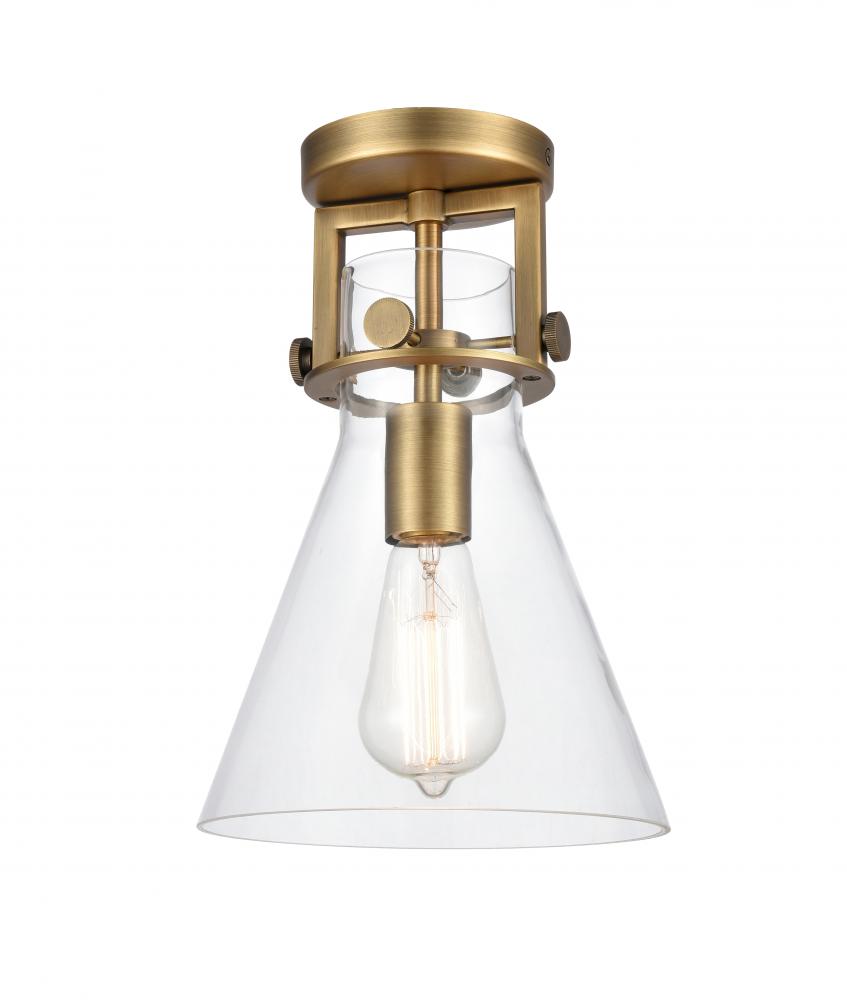 Newton Cone - 1 Light - 8 inch - Brushed Brass - Flush Mount