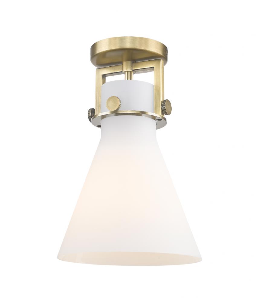 Newton Cone - 1 Light - 8 inch - Brushed Brass - Flush Mount