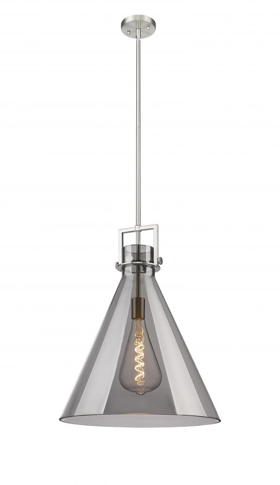 Newton Cone - 1 Light - 18 inch - Brushed Satin Nickel - Cord hung - Pendant