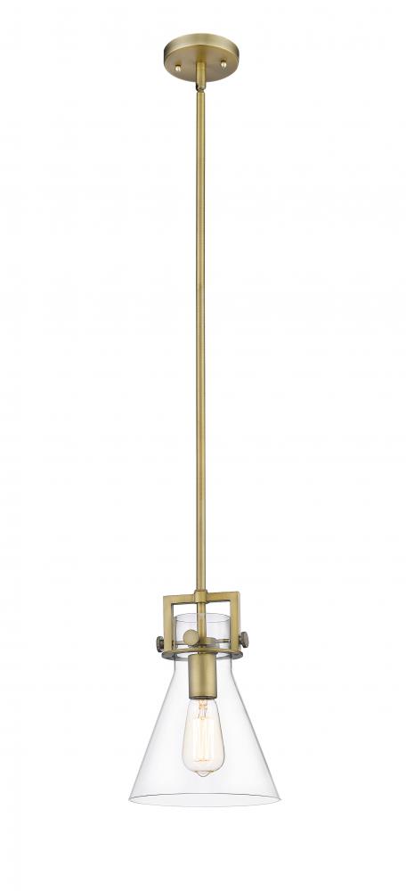 Newton Cone - 1 Light - 8 inch - Brushed Brass - Mini Pendant