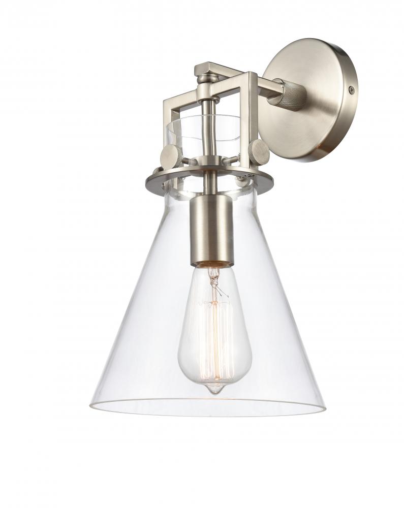 Newton Cone - 1 Light - 8 inch - Satin Nickel - Sconce