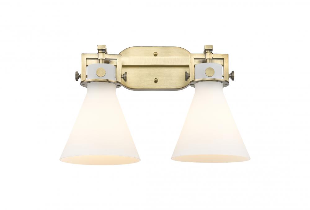 Newton Cone - 2 Light - 17 inch - Brushed Brass - Bath Vanity Light