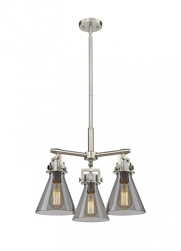 Newton Cone - 3 Light - 21 inch - Satin Nickel - Pendant