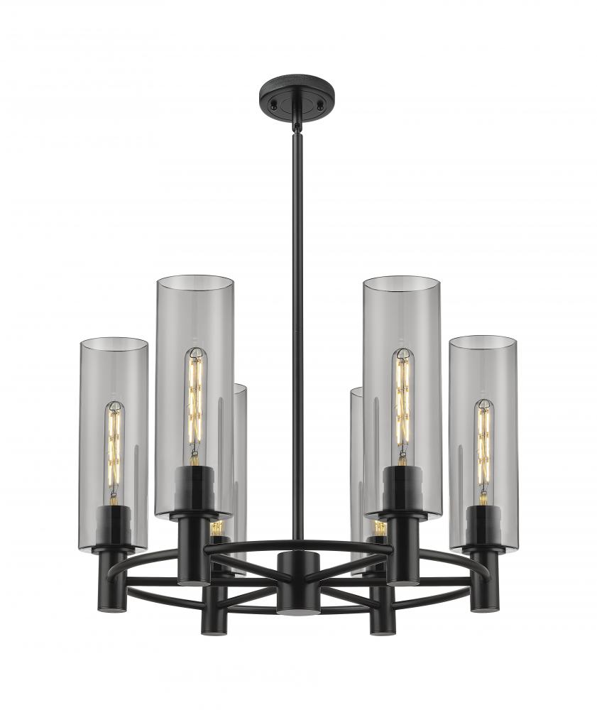 Crown Point - 6 Light - 24 inch - Matte Black - Chandelier