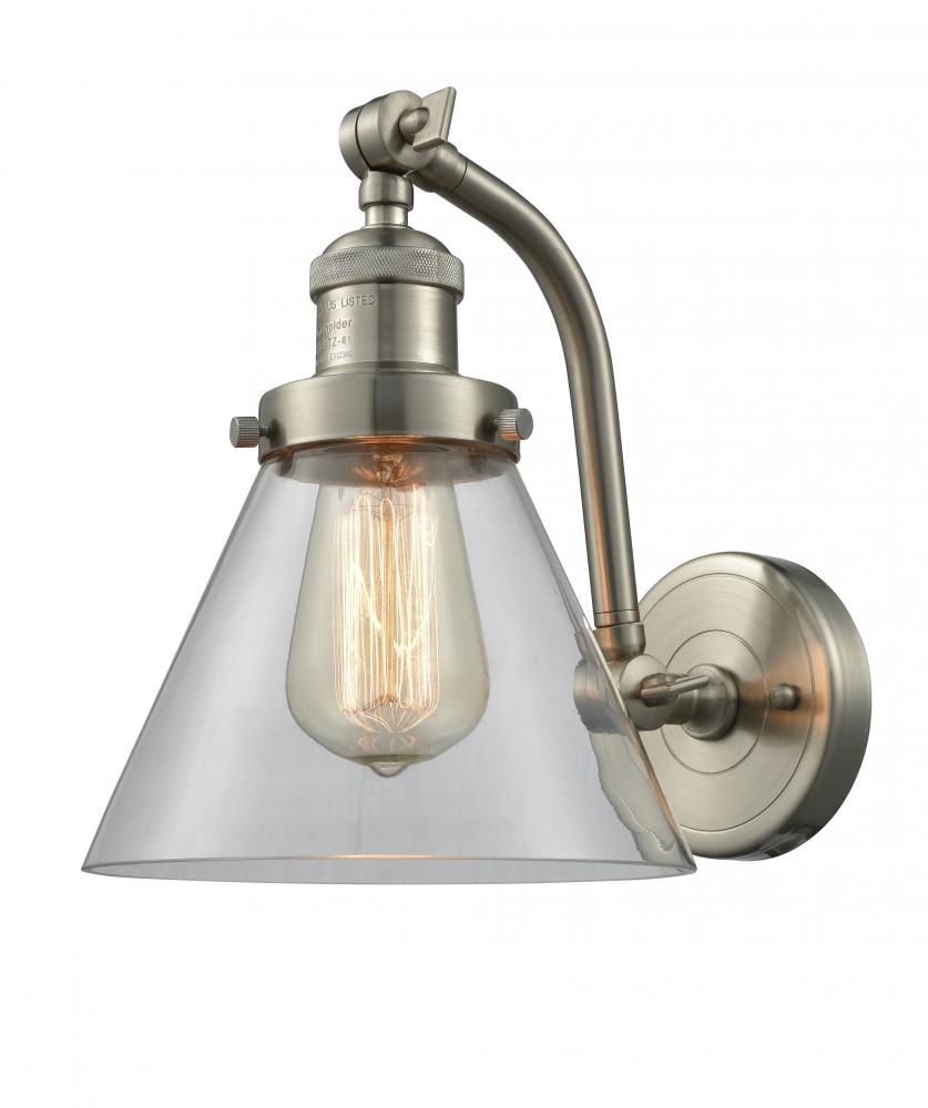 Cone - 1 Light - 8 inch - Brushed Satin Nickel - Sconce