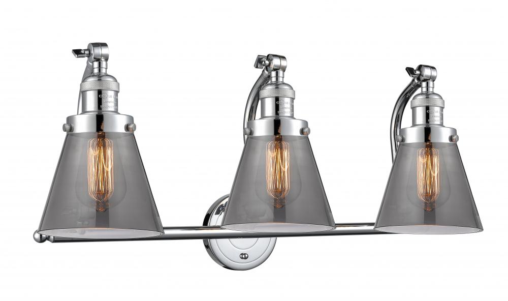 Cone - 3 Light - 28 inch - Polished Chrome - Bath Vanity Light