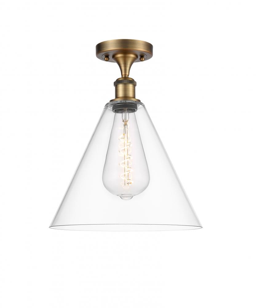 Berkshire - 1 Light - 12 inch - Brushed Brass - Semi-Flush Mount