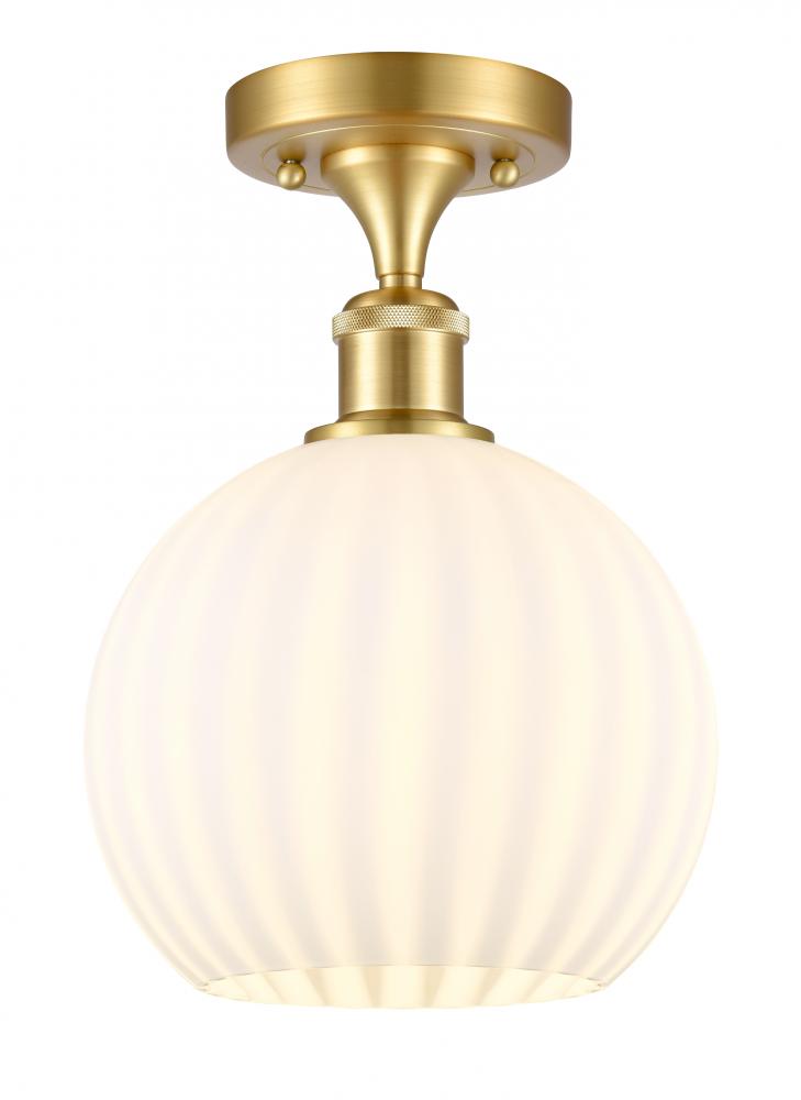 White Venetian - 1 Light - 8 inch - Satin Gold - Semi-Flush Mount