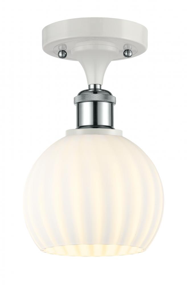 White Venetian - 1 Light - 6 inch - White Polished Chrome - Semi-Flush Mount