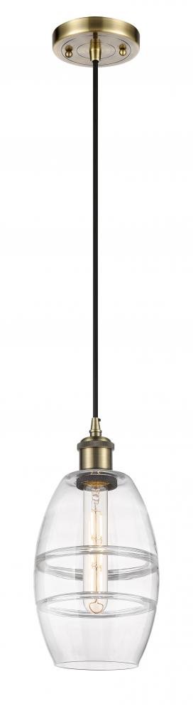 Vaz - 1 Light - 6 inch - Antique Brass - Cord hung - Mini Pendant