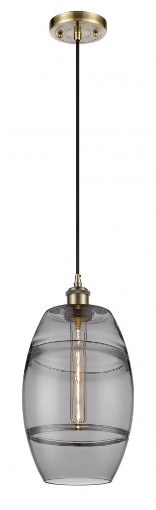 Vaz - 1 Light - 8 inch - Antique Brass - Cord hung - Mini Pendant