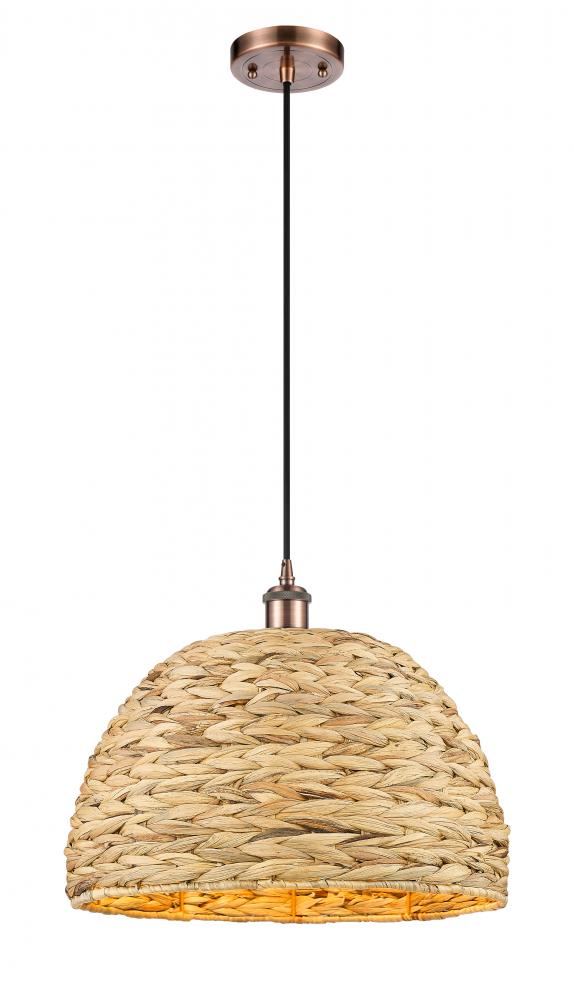 Woven Rattan - 1 Light - 16 inch - Antique Copper - Multi Pendant