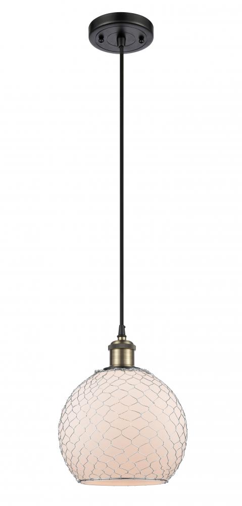 Farmhouse Chicken Wire - 1 Light - 8 inch - Black Antique Brass - Cord hung - Mini Pendant