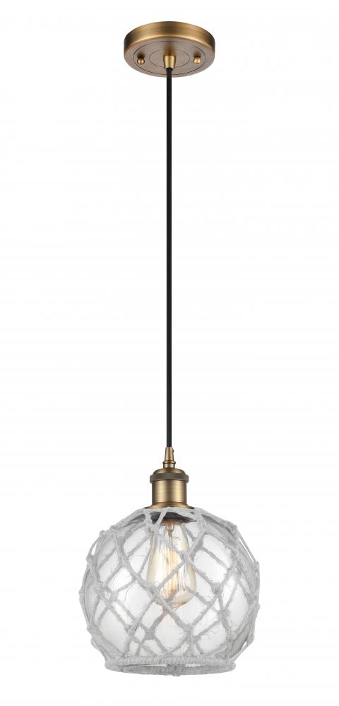 Farmhouse Rope - 1 Light - 8 inch - Brushed Brass - Cord hung - Mini Pendant