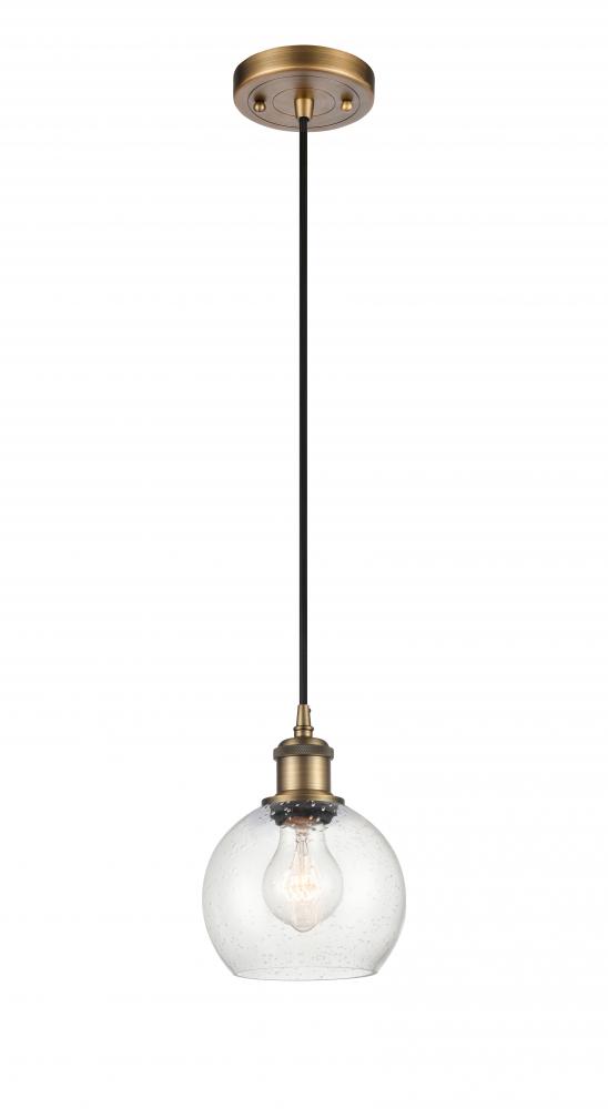 Athens - 1 Light - 6 inch - Brushed Brass - Cord hung - Mini Pendant