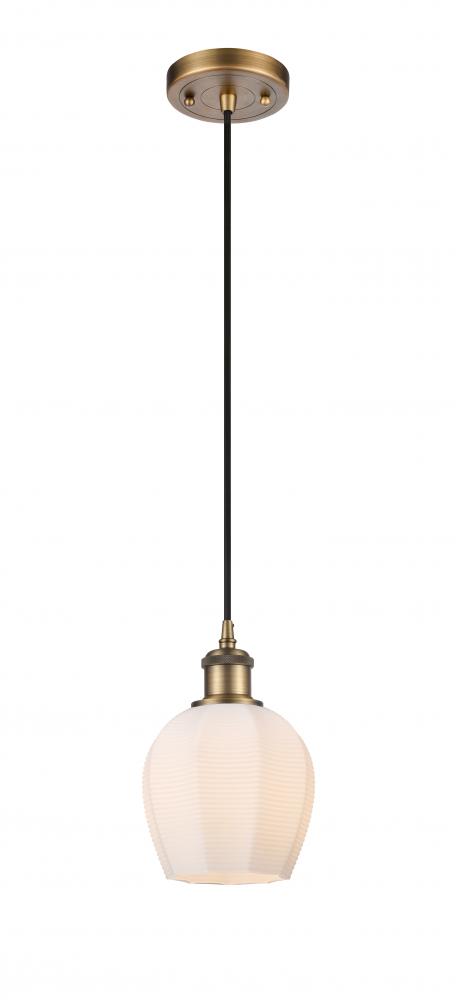Norfolk - 1 Light - 6 inch - Brushed Brass - Cord hung - Mini Pendant