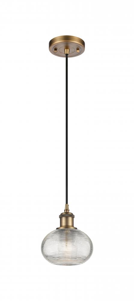 Ithaca - 1 Light - 6 inch - Brushed Brass - Cord hung - Mini Pendant