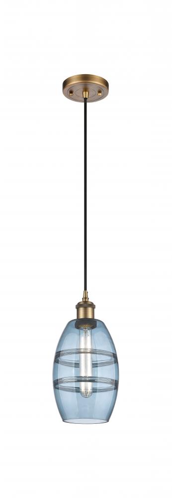 Vaz - 1 Light - 6 inch - Brushed Brass - Cord hung - Mini Pendant