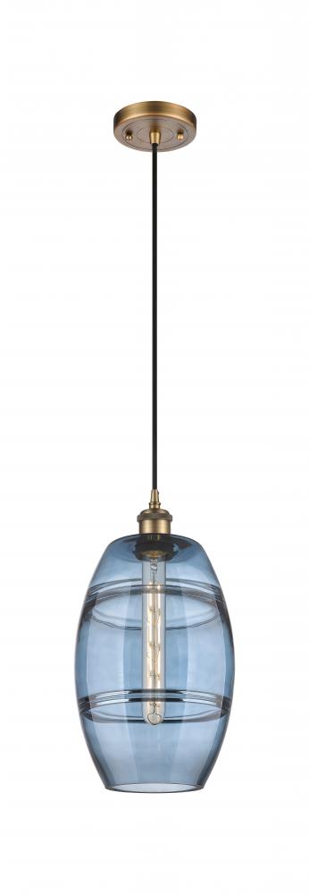 Vaz - 1 Light - 8 inch - Brushed Brass - Cord hung - Mini Pendant