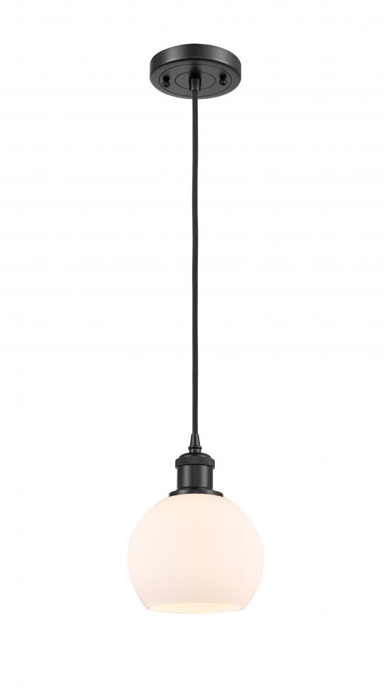 Athens - 1 Light - 6 inch - Matte Black - Cord hung - Mini Pendant